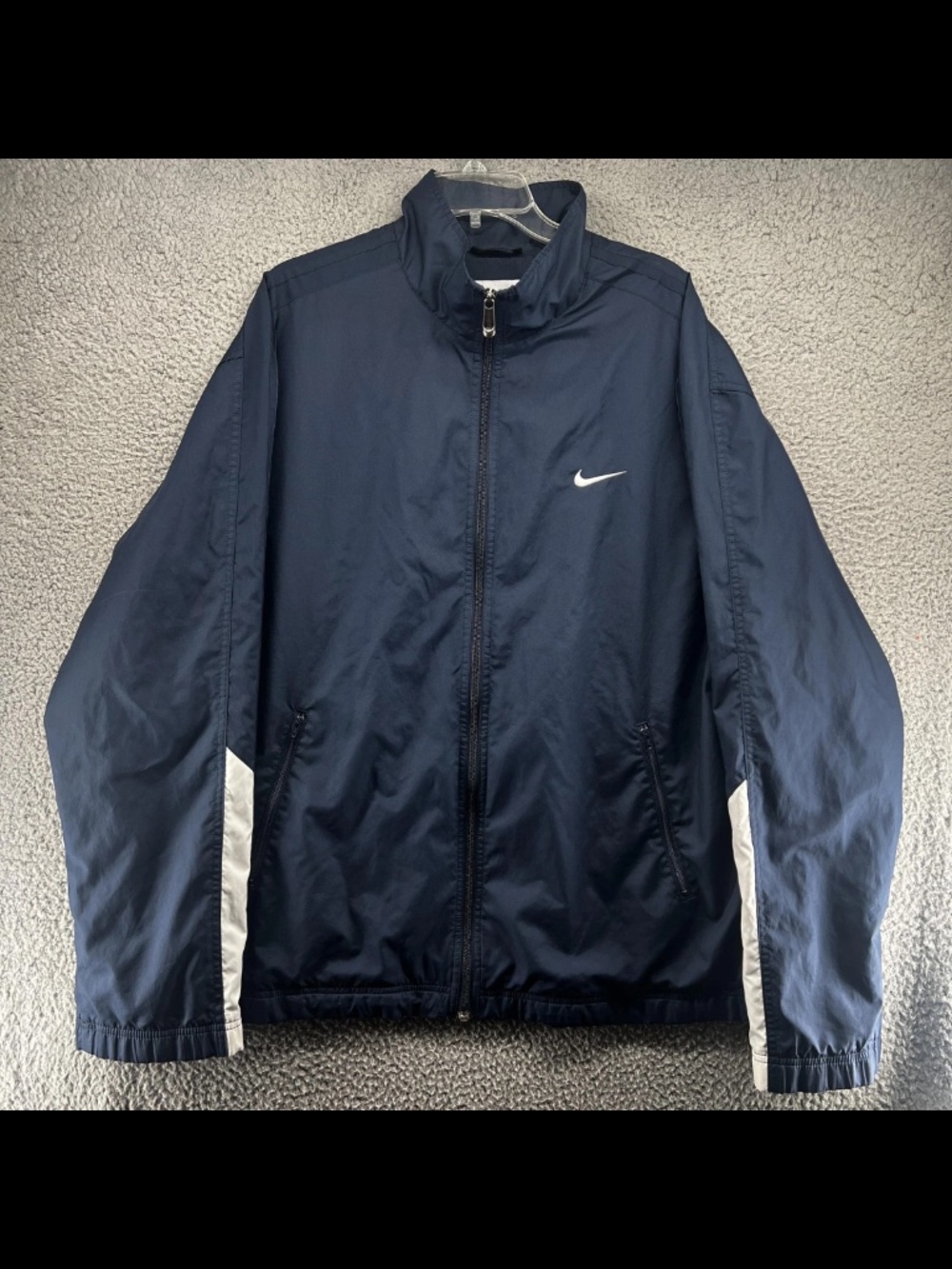 Nike Jacket Mens Med Navy Blue Full Zip Windbreaker Track Running Athletic